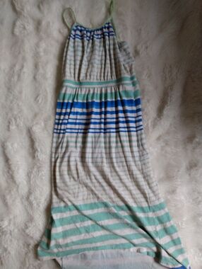 SO Striped Maxi Skirt in Blue, Mint, and White